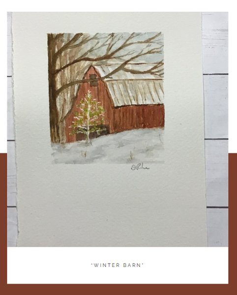Watercolor Wednesday "Winter Barn" replay from January 18, 2023