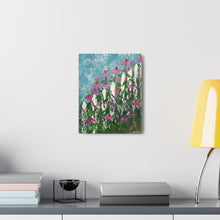 Load image into Gallery viewer, "Fence with Flowers" Canvas Print, Reproduction on canvas of an original mixed media painting.