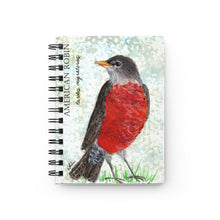 Load image into Gallery viewer, American Robin 5x7" notebook, Birdwatcher's journal, Bird watcher's Notebook, Spiral Bound Notebook, Robin notebook, Birder journal,