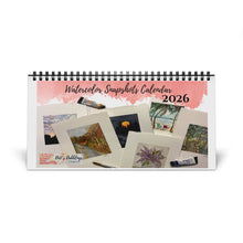 Load image into Gallery viewer, 2026 Watercolor Desk Calendar, Original Watercolor Artwork, Seasonal Monthly Art Calendar, Artist Gift, Small Watercolor Paintings,