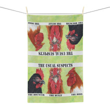 Load image into Gallery viewer, "The Usual Suspects" Funny Rooster Kitchen Towel
