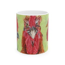 Load image into Gallery viewer, Rooster Mug Shot, Watercolor Rooster "Mug Shots" - Funny Farmhouse Coffee Cup. Gift for Chicken Lover, Original Rooster Art Mug