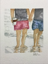 Load image into Gallery viewer, "You and me, and coffee" original watercolor painting with mat