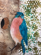 Load image into Gallery viewer, Eastern Bluebird 5x7 original mixed media painting Day 3 of 100