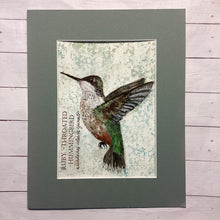 Load image into Gallery viewer, Ruby-Throated Hummingbird (female), 5x7 original mixed media painting, Day 34 of 100
