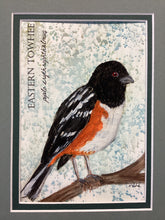 Load image into Gallery viewer, Eastern Towhee, 5x7 original mixed media painting, 37 of 100