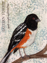 Load image into Gallery viewer, Eastern Towhee, 5x7 original mixed media painting, 37 of 100