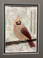 Load image into Gallery viewer, Northern Cardinal (female), 5x7 original mixed media painting, 39 of 100