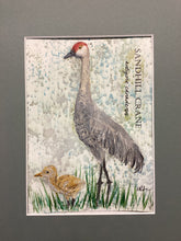 Load image into Gallery viewer, Sandhill Crane, 5x7 original mixed media painting, 45 of 100