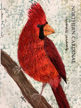 Load image into Gallery viewer, Northern Cardinal, 5x7 original mixed media painting, 46 of 100