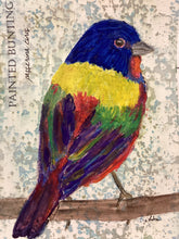 Load image into Gallery viewer, Painted Bunting, 5x7 original mixed media painting, 50 of 100
