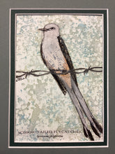Load image into Gallery viewer, Scissor-tailed Flycatcher, 5x7 original mixed media painting, 53 of 100