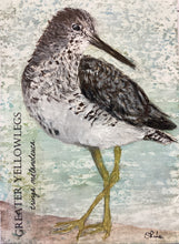 Load image into Gallery viewer, Greater Yellowlegs, 5x7 original mixed media painting, 55 of 100