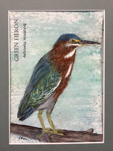 Load image into Gallery viewer, Green Heron, 5x7 original mixed media painting, 56 of 100