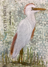 Load image into Gallery viewer, Cattle Egret, 5x7 original mixed media painting, 58 of 100