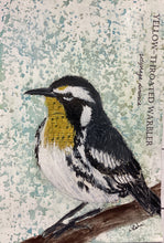 Load image into Gallery viewer, Yellow-Throated Warbler, 5x7 original mixed media painting, 63 of 100