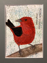 Load image into Gallery viewer, Scarlet Tanager, 5x7 original mixed media painting, 68 of 100