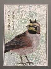 Load image into Gallery viewer, Horned Lark, 5x7 original mixed media painting, 69 of 100