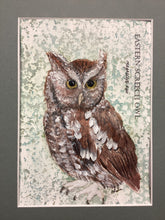 Load image into Gallery viewer, Eastern Screech Owl, 5x7 original mixed media painting, 97 of 100