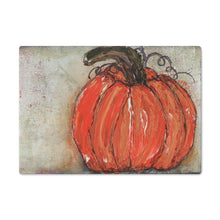 Load image into Gallery viewer, Pumpkin Glass Cutting Board with mixed media design