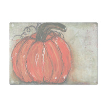 Load image into Gallery viewer, Pumpkin Glass Cutting Board with mixed media design