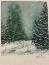 Load image into Gallery viewer, "On a dark winter's night" original watercolor painting