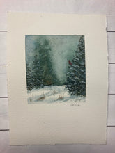 Load image into Gallery viewer, "On a dark winter's night" original watercolor painting