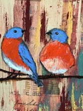 Load image into Gallery viewer, "Bluebirds of Happiness" Original Mixed Media Artwork