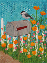 Load image into Gallery viewer, "Waiting for the Mail" one of a kind mixed media artwork on gallery wrapped canvas