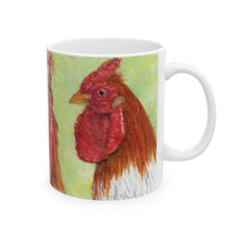 Load image into Gallery viewer, Rooster Mug Shot, Watercolor Rooster &quot;Mug Shots&quot; - Funny Farmhouse Coffee Cup. Gift for Chicken Lover, Original Rooster Art Mug
