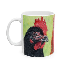 Load image into Gallery viewer, Rooster Mug Shot, Watercolor Rooster &quot;Mug Shots&quot; - Funny Farmhouse Coffee Cup. Gift for Chicken Lover, Original Rooster Art Mug

