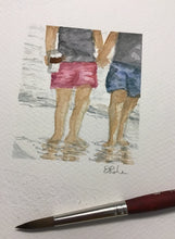 Load image into Gallery viewer, &quot;You and me, and coffee&quot;  original watercolor painting with mat
