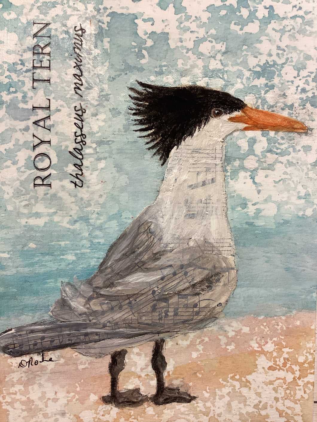 Royal Tern, 5x7 original mixed media painting, Day 30 0f 100
