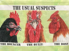 Load image into Gallery viewer, &quot;The Usual Suspects&quot; Funny Rooster Kitchen Towel

