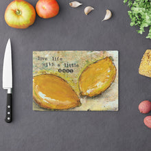 Load image into Gallery viewer, Live Life With a Little Zest Glass Cutting Board
