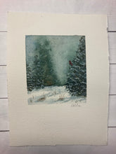 Load image into Gallery viewer, &quot;On a dark winter&#39;s night&quot; original watercolor painting
