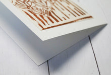 Load image into Gallery viewer, Handprinted notecard set from handcarved stamp
